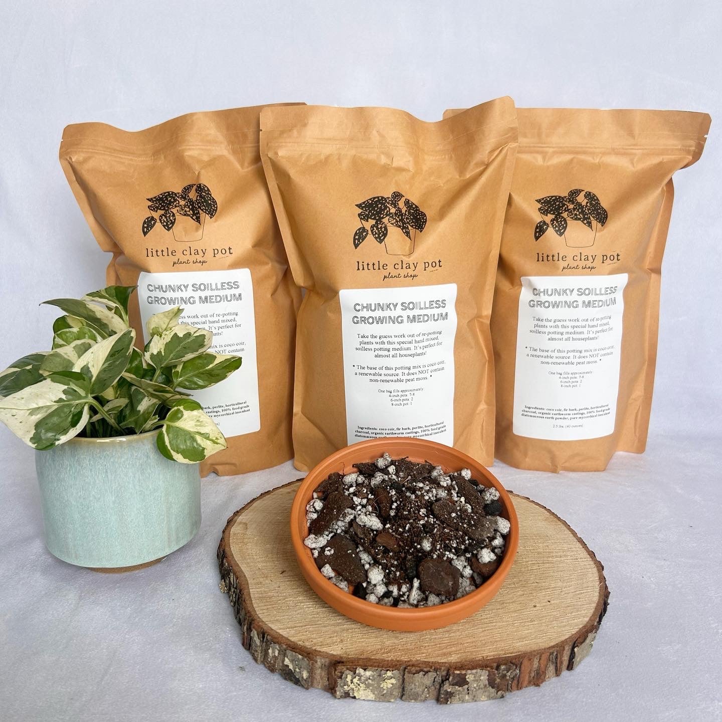 peat based soilless potting mix Chunky Soilless Potting Medium (2.5 lbs) – little clay pot